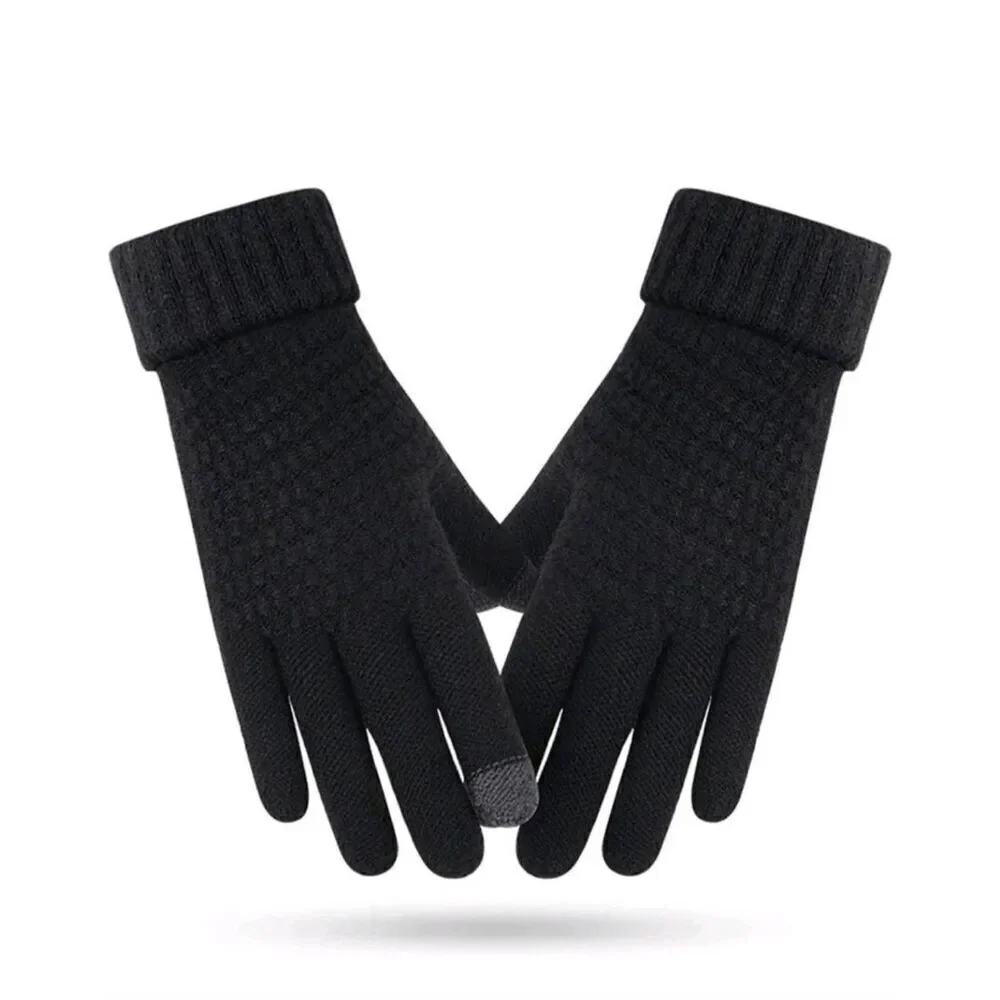 Ladies Black Winter Knit Gloves - Brand New